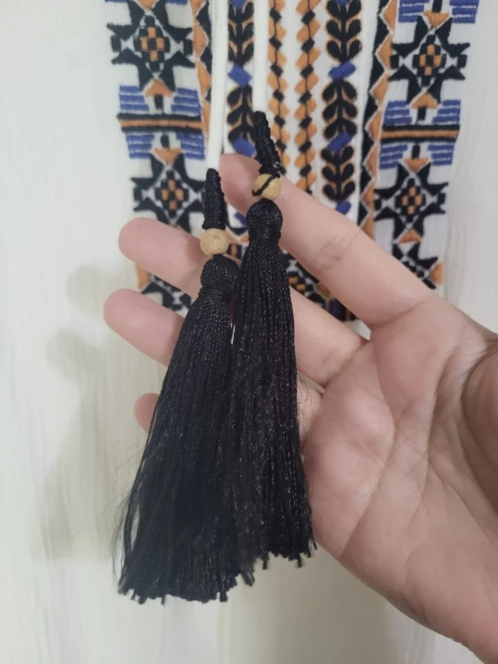 Soft Surroundings Women's M Gauze Embroidered Boho Tassel Blouse Festival - Picture 5 of 9